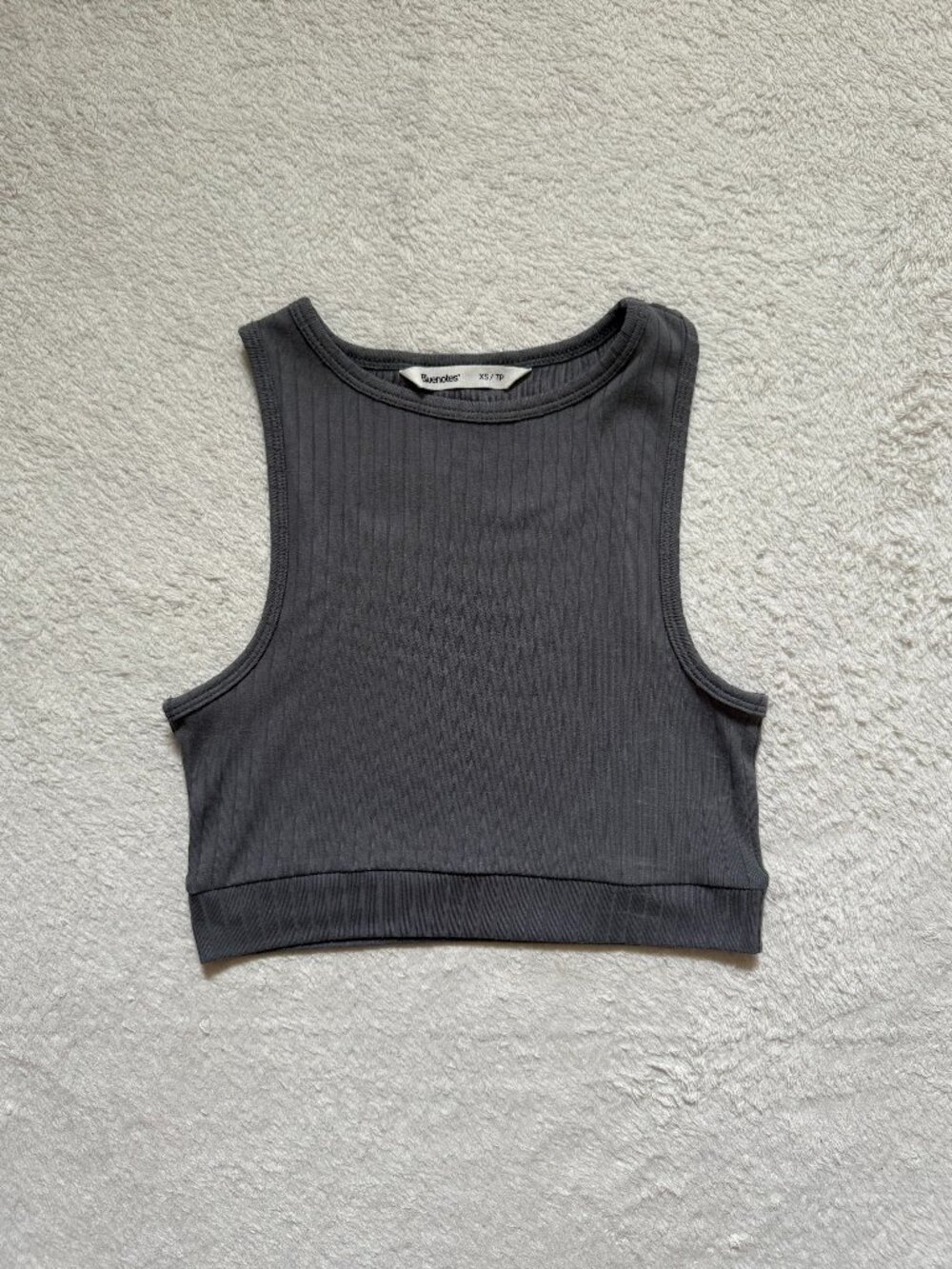 Bluenotes Ribbed Crop Tank Top - Grey